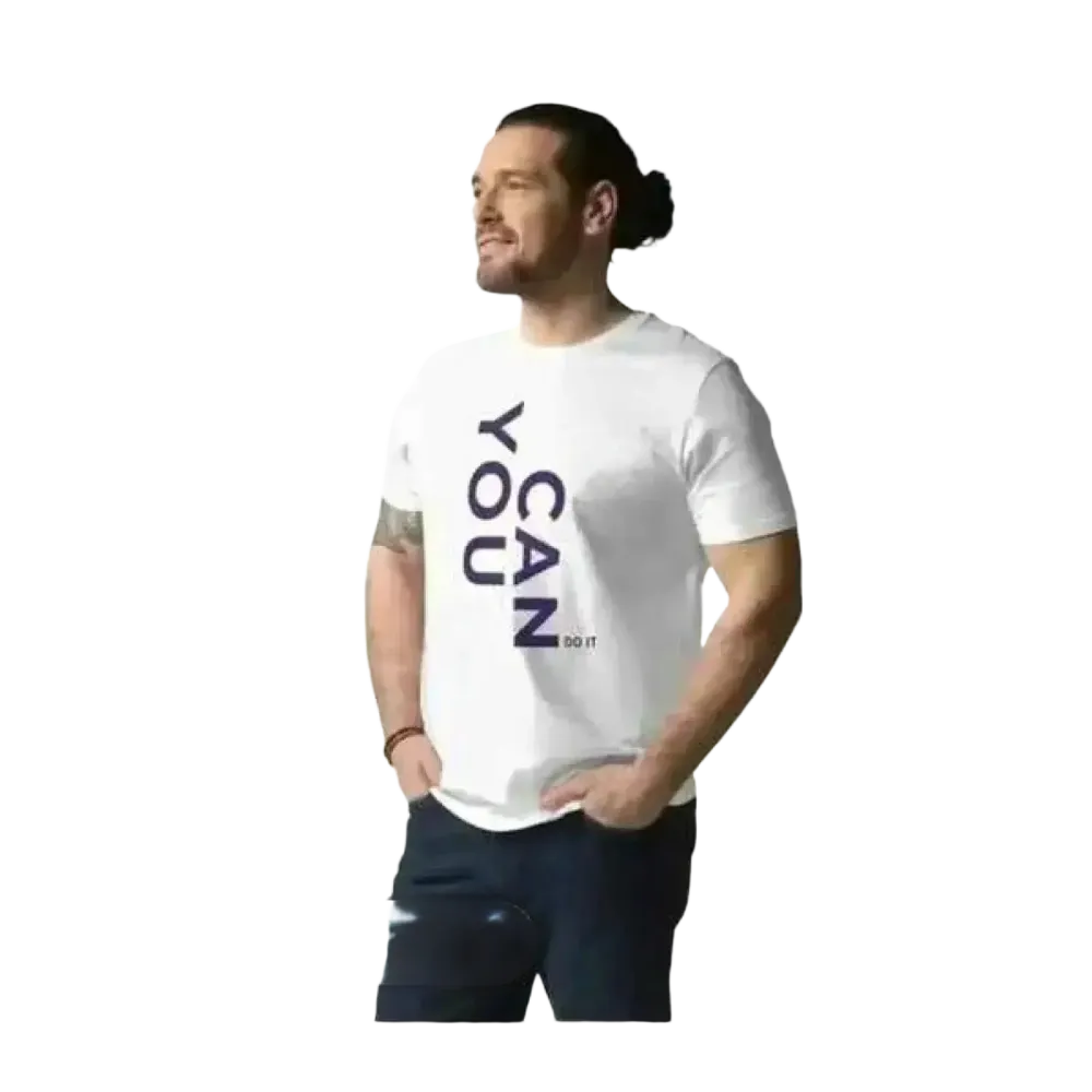 Unisex Grafik T-Shirt aus 100% Baumwolle in Weiß, Rundhals, für Herren, mit modernem Druck, erhältlich in S bis 2XL.