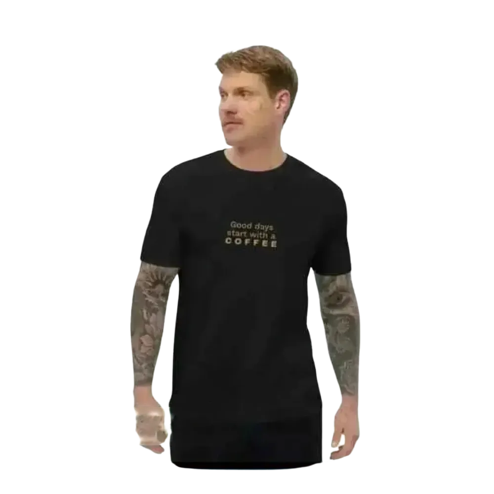 Schwarzes unisex Baumwoll-Grafik-T-Shirt von BUYATHOME24 in XS bis 3XL, bedruckbar, bequemes T-Shirt für Männer und Frauen.