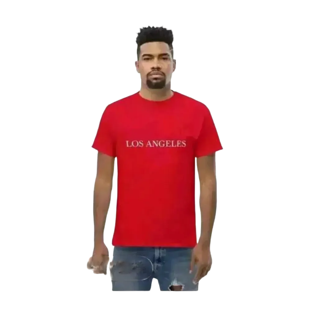 Unisex Grafik T-Shirt aus Baumwolle in Rot, Rundhals, S-5XL, von BUYATHOME24, Herrenmodell, stilvoll und bequem.