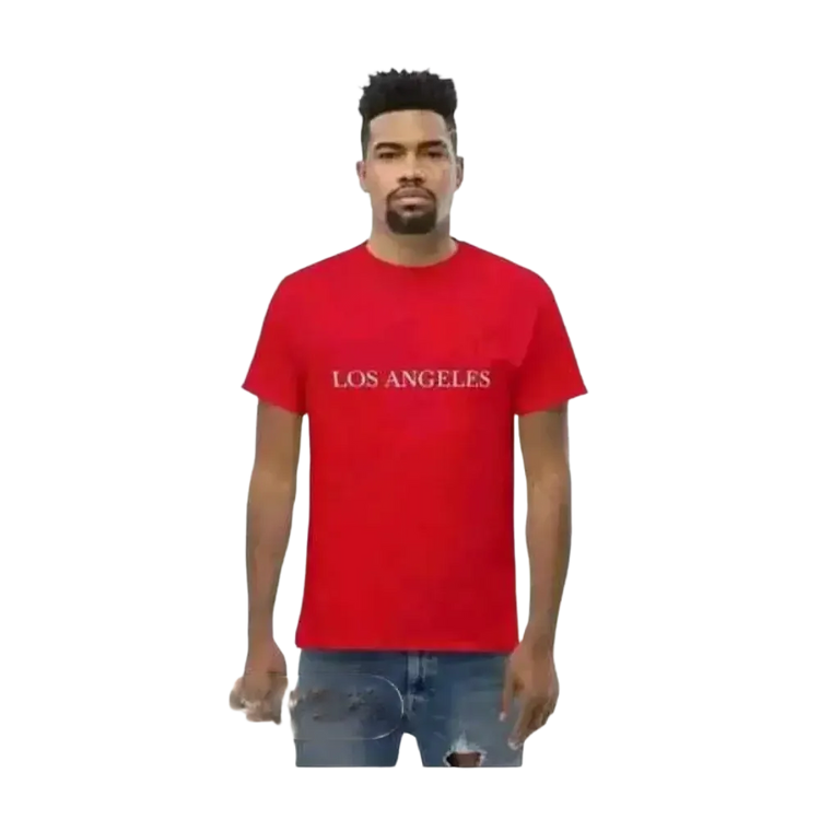 Unisex Grafik T-Shirt aus Baumwolle in Rot, Rundhals, S-5XL, von BUYATHOME24, Herrenmodell, stilvoll und bequem.