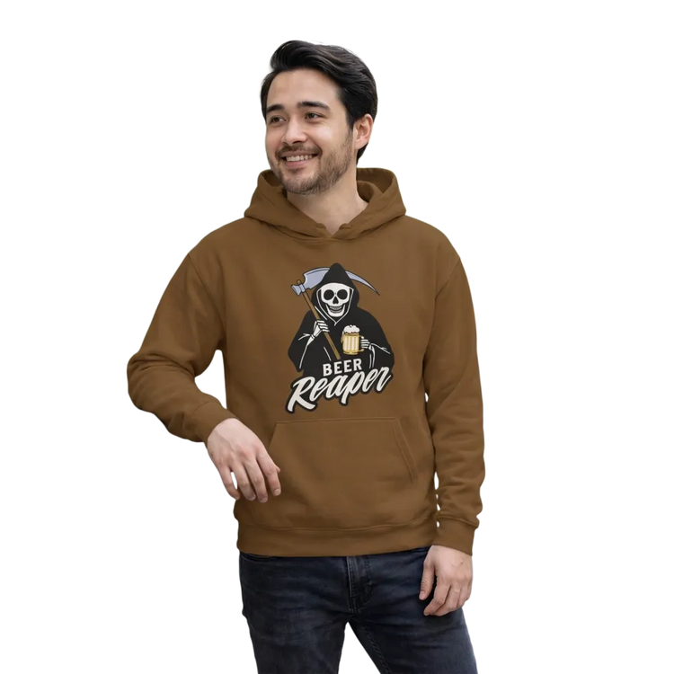 Unisex Hoodie mit Beer Reaper Druck, Rückenprint, Kapuzenpullover in XS bis 3XL, bequem und stylisch für Männer und Frauen