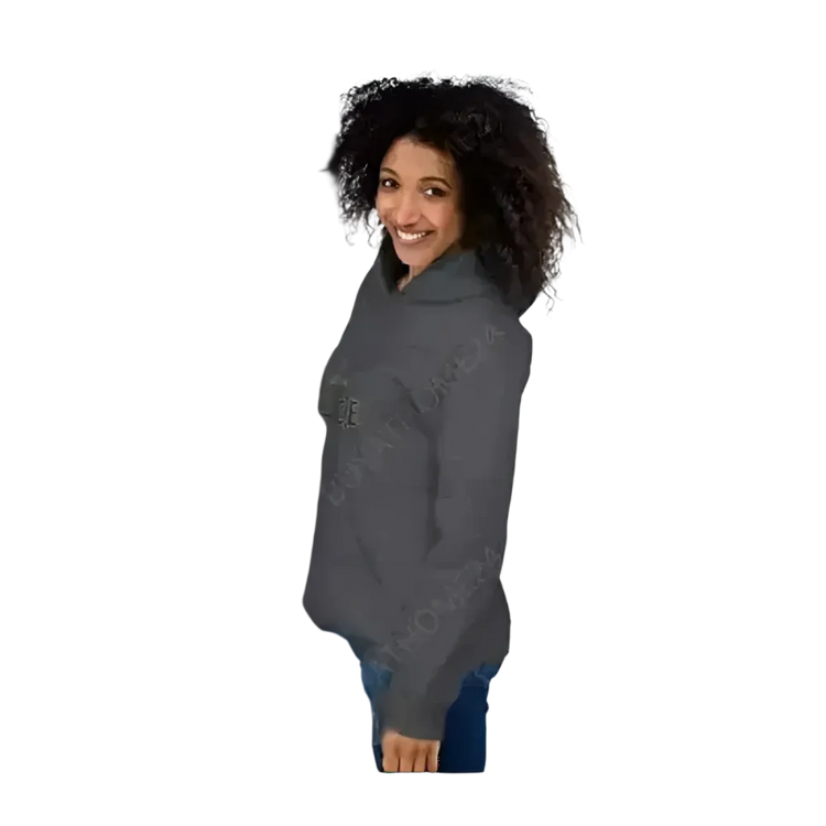 Herren- und Damen-Hoodie von BUYATHOME24 in verschiedenen Größen, mit Kapuze und bequemem Schnitt, schwarz.