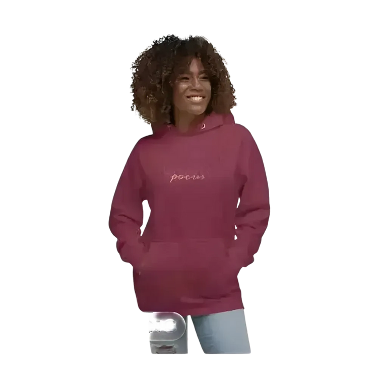 Grauer Kapuzenpullover für Herren und Damen von BUYATHOME24 in den Größen S bis 3XL, mit Kapuze und Kängurutasche.