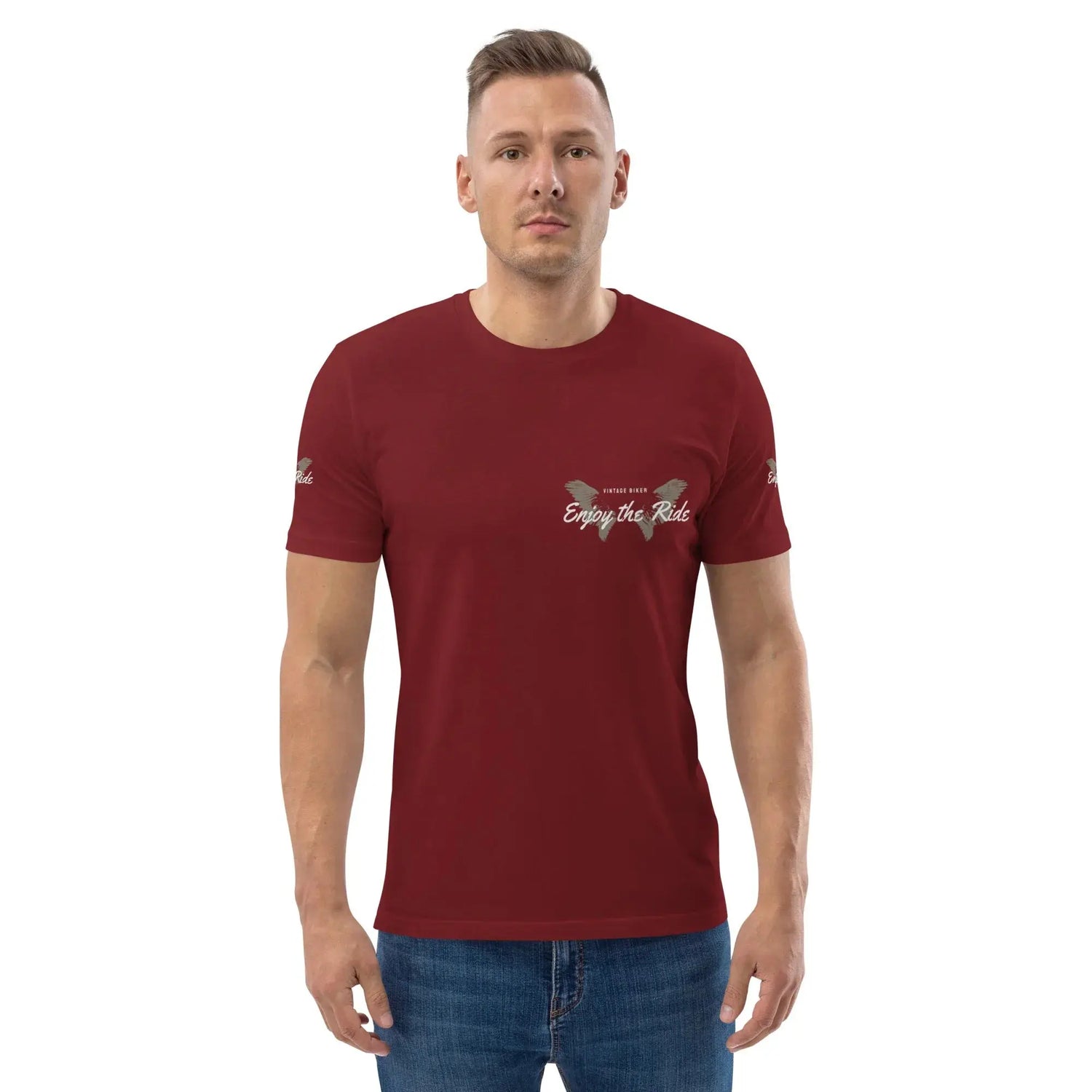 unisex-organic-cotton-t-shirt-burgundy-front-2-699864cc82350 - BUYATHOME24®