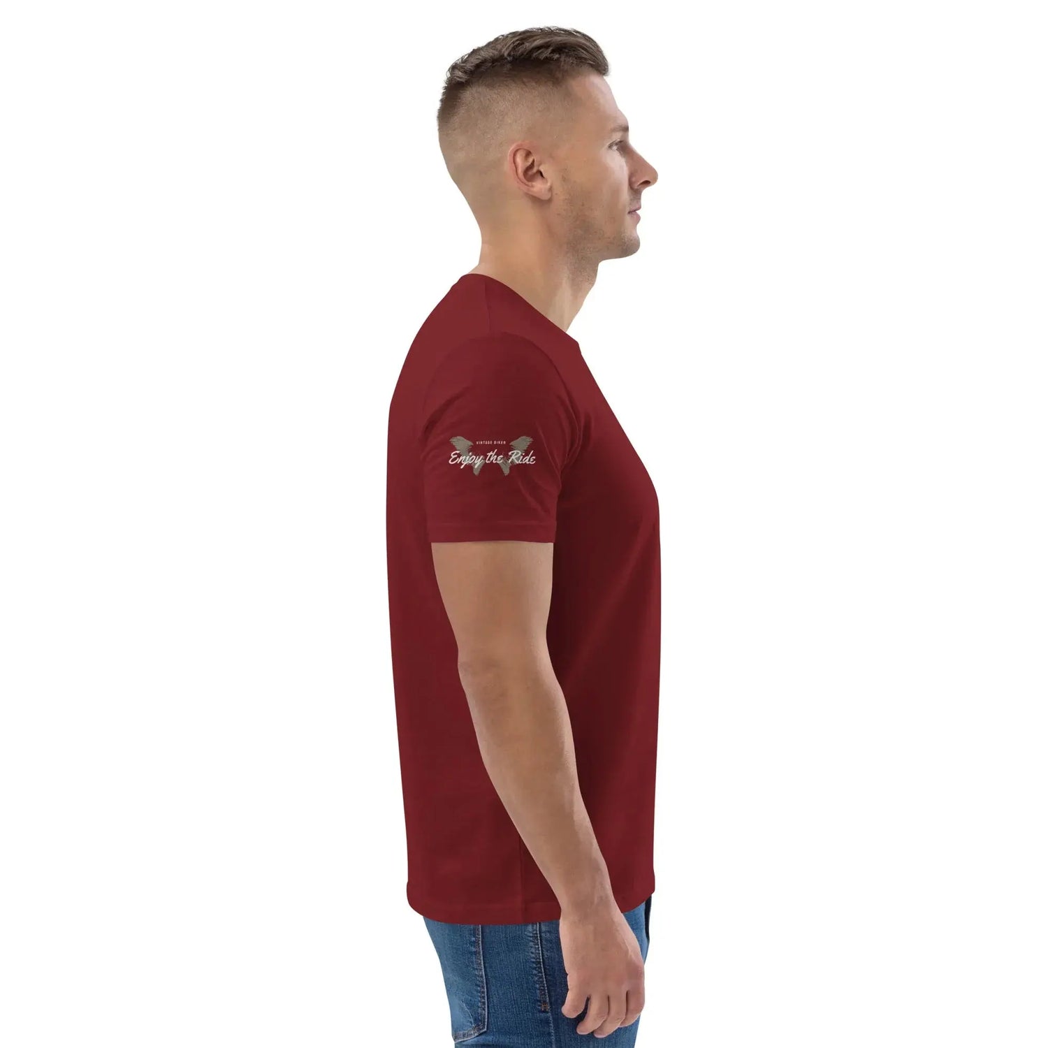 unisex-organic-cotton-t-shirt-burgundy-right-699864cc98e3d - BUYATHOME24®