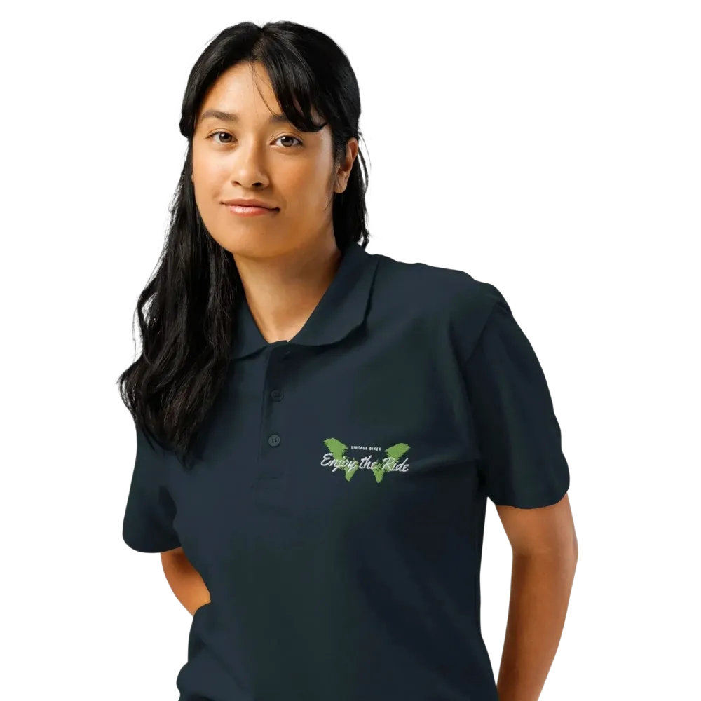 Unisex Poloshirt in Navy von BUYATHOME24 mit geripptem Kragen, Knopfleiste und Stickerei, Freizeitkleidung, S-5XL