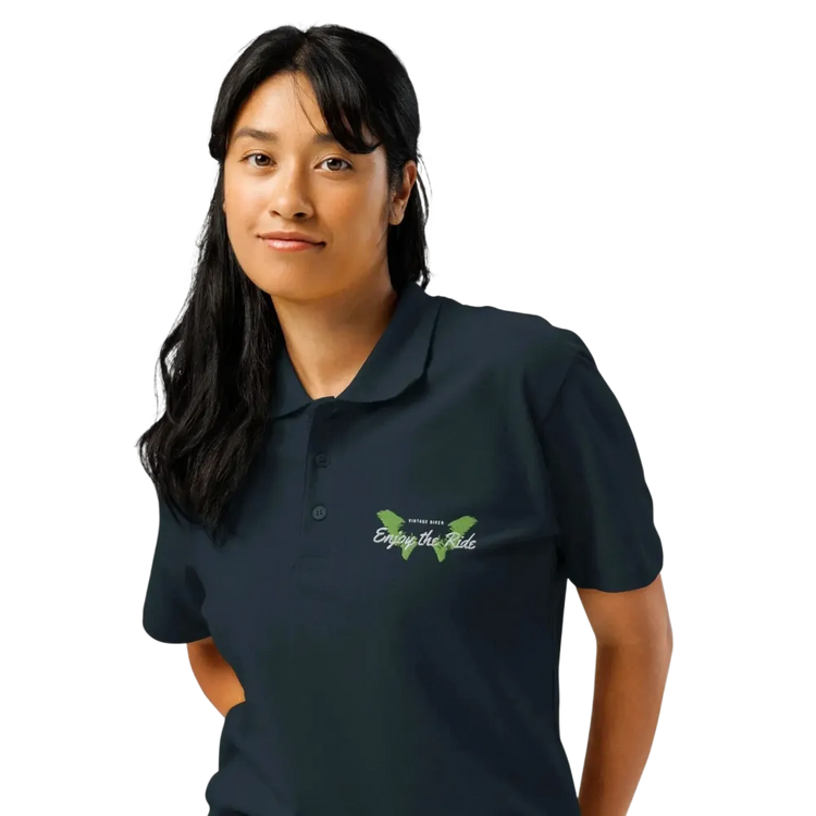 Unisex Poloshirt in Navy von BUYATHOME24 mit geripptem Kragen, Knopfleiste und Stickerei, Freizeitkleidung, S-5XL