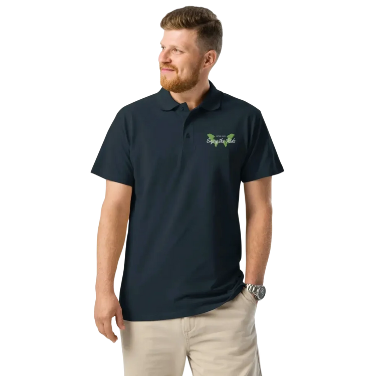 Unisex Poloshirt von BUYATHOME24, navyfarbenes Piqué-Design mit geripptem Kragen und Stickerei, Freizeitkleidung, Knopfleiste, S-5XL