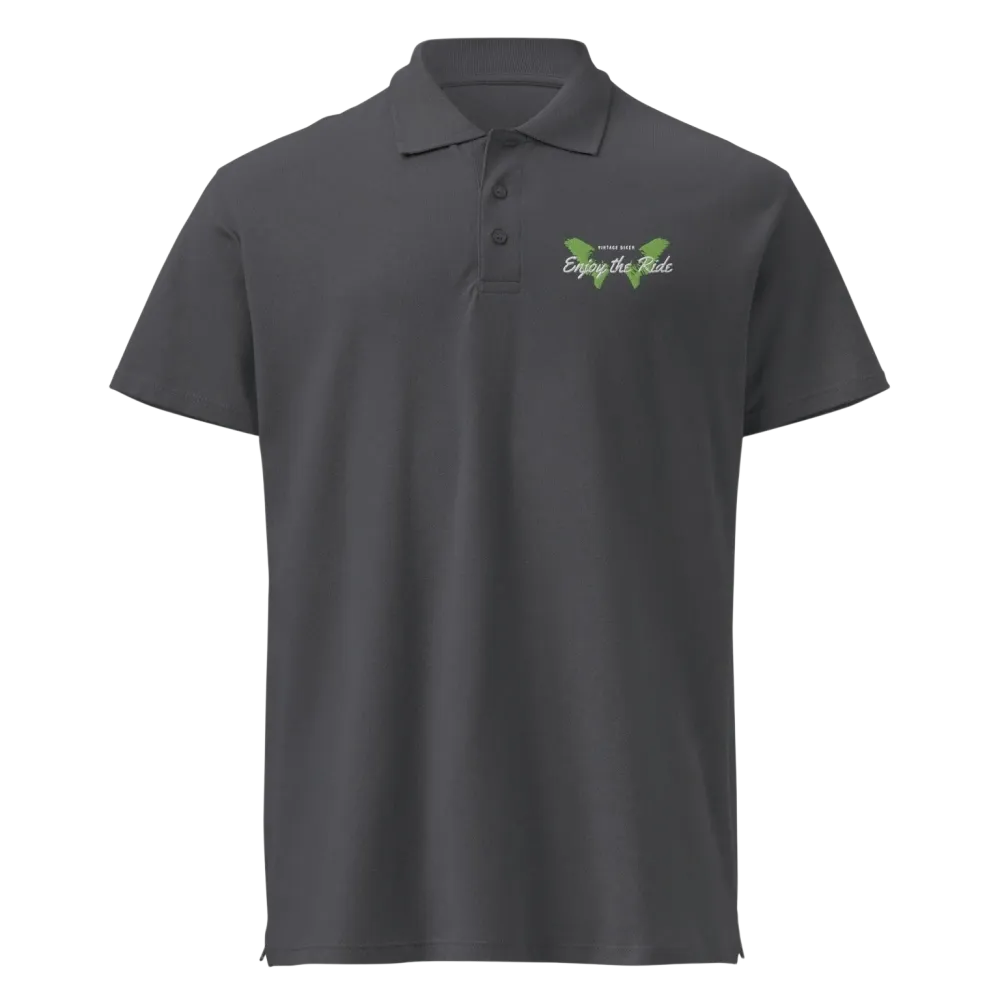Unisex Poloshirt von BUYATHOME24 aus Pique-Stoff in Mausgrau, mit Knopfleiste, geripptem Kragen und Stickerei, Freizeitkleidung.