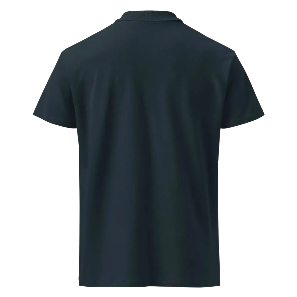 Unisex Poloshirt von BUYATHOME24 in Navy, gerippter Kragen, bestickt, Freizeitkleidung, S-5XL, aus Pique-Stoff.