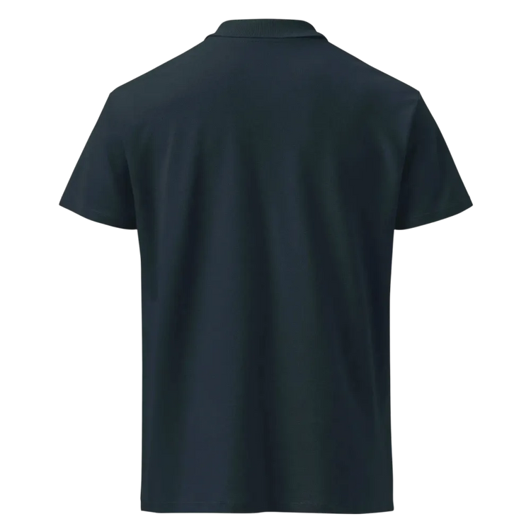 Unisex Poloshirt von BUYATHOME24 in Navy, gerippter Kragen, bestickt, Freizeitkleidung, S-5XL, aus Pique-Stoff.