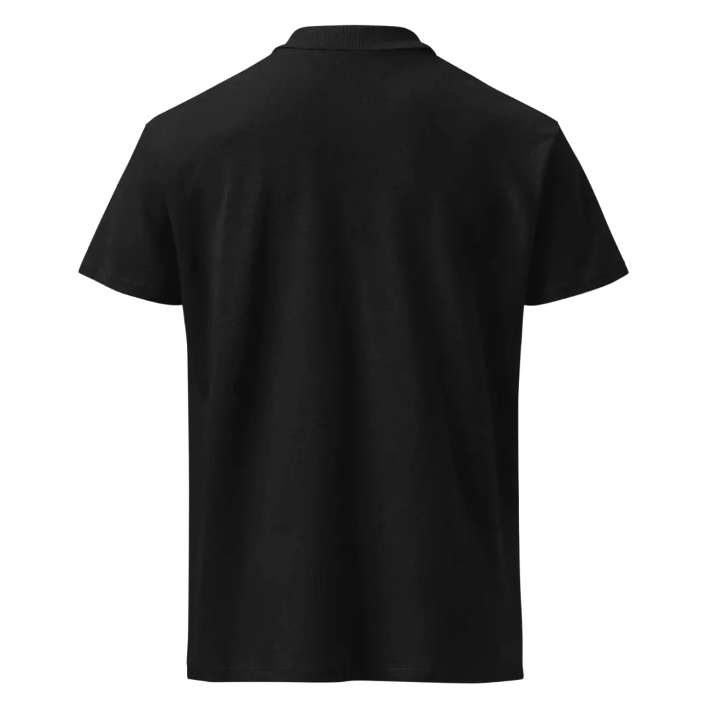 Unisex Poloshirt von BUYATHOME24 aus Pique-Stoff, schwarzes Design, gerippter Kragen, bestickt, Freizeitkleidung, Rückenansicht