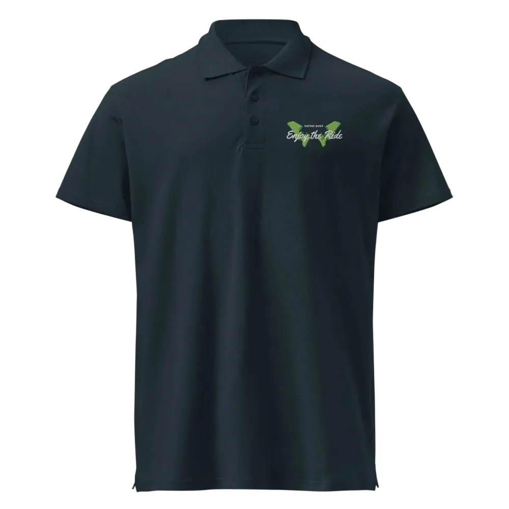 Unisex Poloshirt von BUYATHOME24, navy, mit geripptem Kragen, Knopfleiste und Stickerei, Freizeitkleidung in S-5XL.