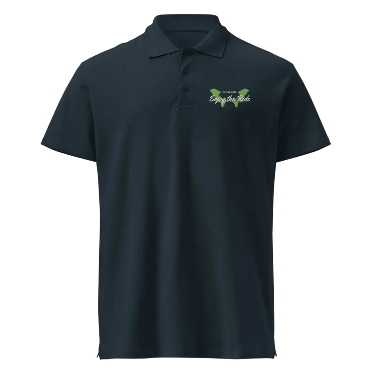 Unisex Poloshirt von BUYATHOME24, navy, mit geripptem Kragen, Knopfleiste und Stickerei, Freizeitkleidung in S-5XL.