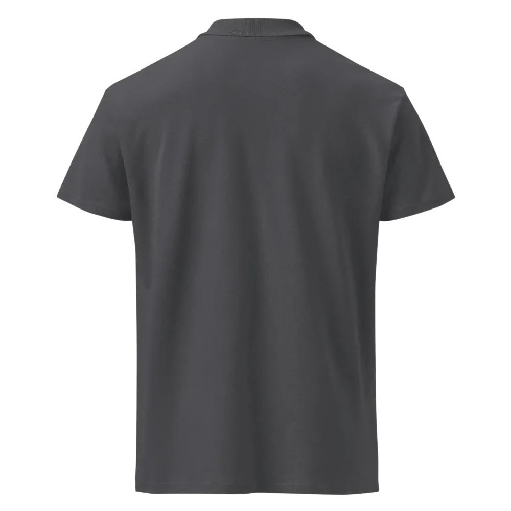 Unisex Poloshirt von BUYATHOME24 in Mouse-Grau, gerippter Kragen, bestickt, Freizeitkleidung, Rückenansicht, Größen S bis 5XL