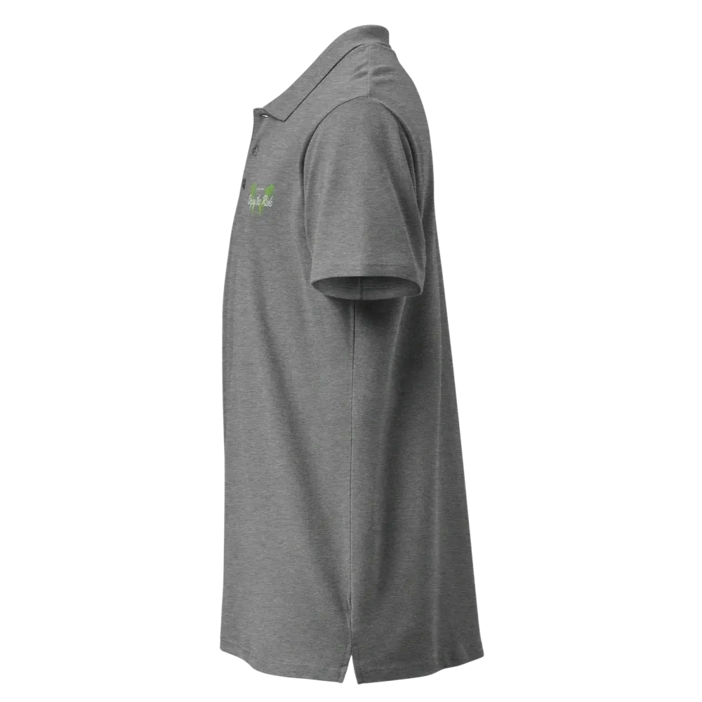 Unisex Poloshirt von BUYATHOME24, graues Melange, gerippter Kragen, bestickt, Freizeitkleidung, Knopfleiste, für S bis 5XL