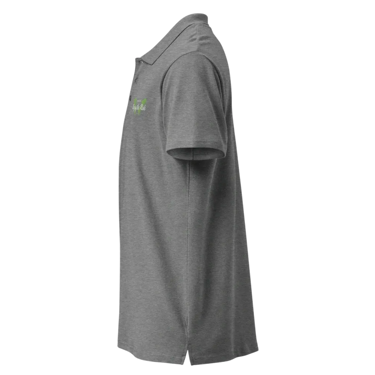 Unisex Poloshirt von BUYATHOME24, graues Melange, gerippter Kragen, bestickt, Freizeitkleidung, Knopfleiste, für S bis 5XL