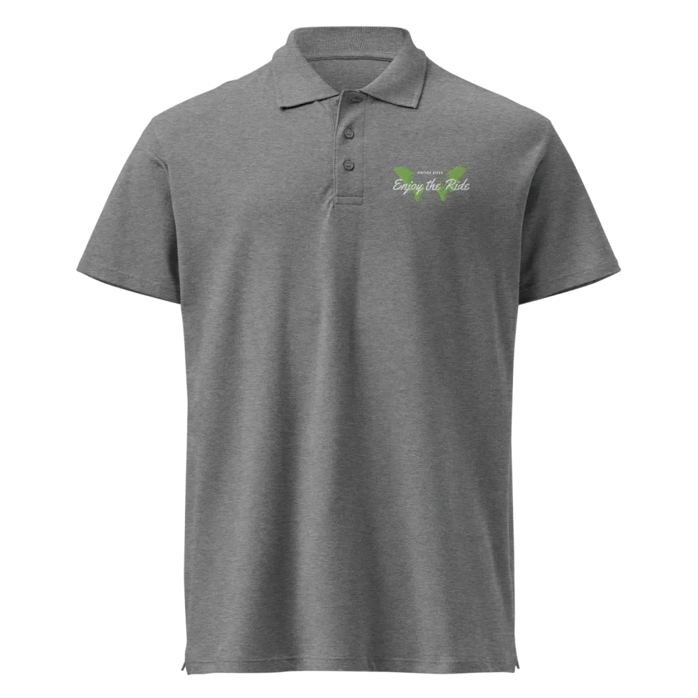 Unisex Poloshirt mit Knopfleiste, geripptem Kragen und Stickerei in Grau Melange, hochwertige Freizeitkleidung von BUYATHOME24