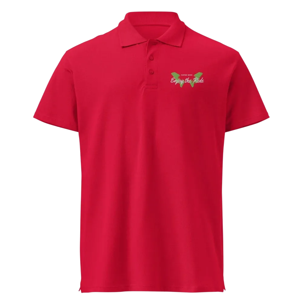 Unisex Poloshirt von BUYATHOME24, rotes Premium-Piqué-Poloshirt mit gesticktem Logo, gerippter Kragen und Knopfleiste, Freizeitkleidung