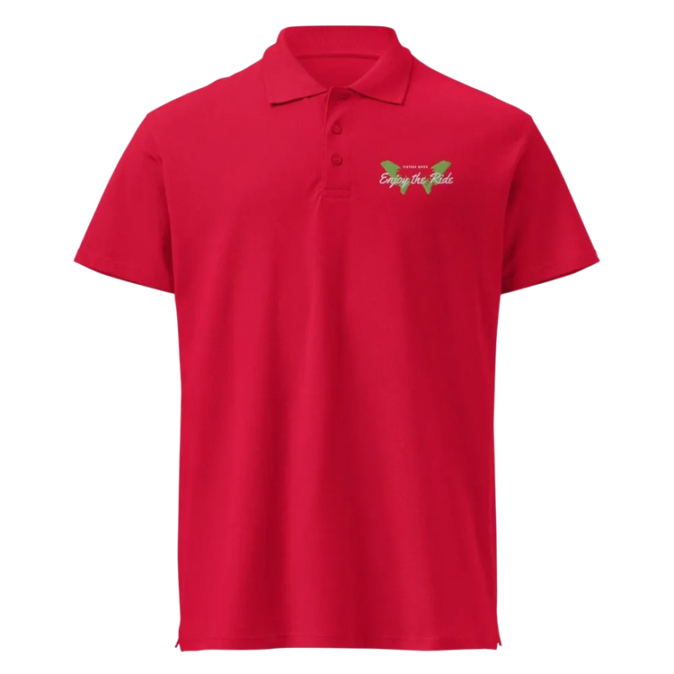 Unisex Poloshirt von BUYATHOME24, rotes Premium-Piqué-Poloshirt mit gesticktem Logo, gerippter Kragen und Knopfleiste, Freizeitkleidung