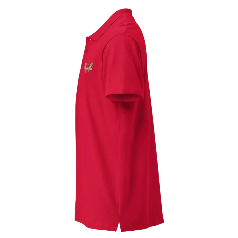 Unisex Poloshirt von BUYATHOME24 in Rot mit geripptem Kragen, Knopfleiste und Stickerei, Freizeitkleidung, verfügbar in S bis 5XL.