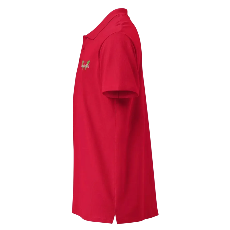 Unisex Poloshirt von BUYATHOME24 in Rot mit geripptem Kragen, Knopfleiste und Stickerei, Freizeitkleidung, verfügbar in S bis 5XL.