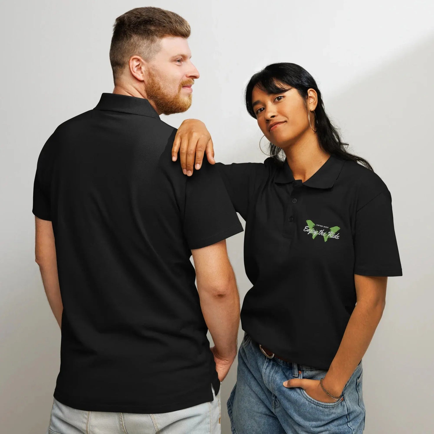 Unisex Poloshirt Knopfleiste Gerippter Kragen Freizeitkleidung Bestickt BUYATHOME24®