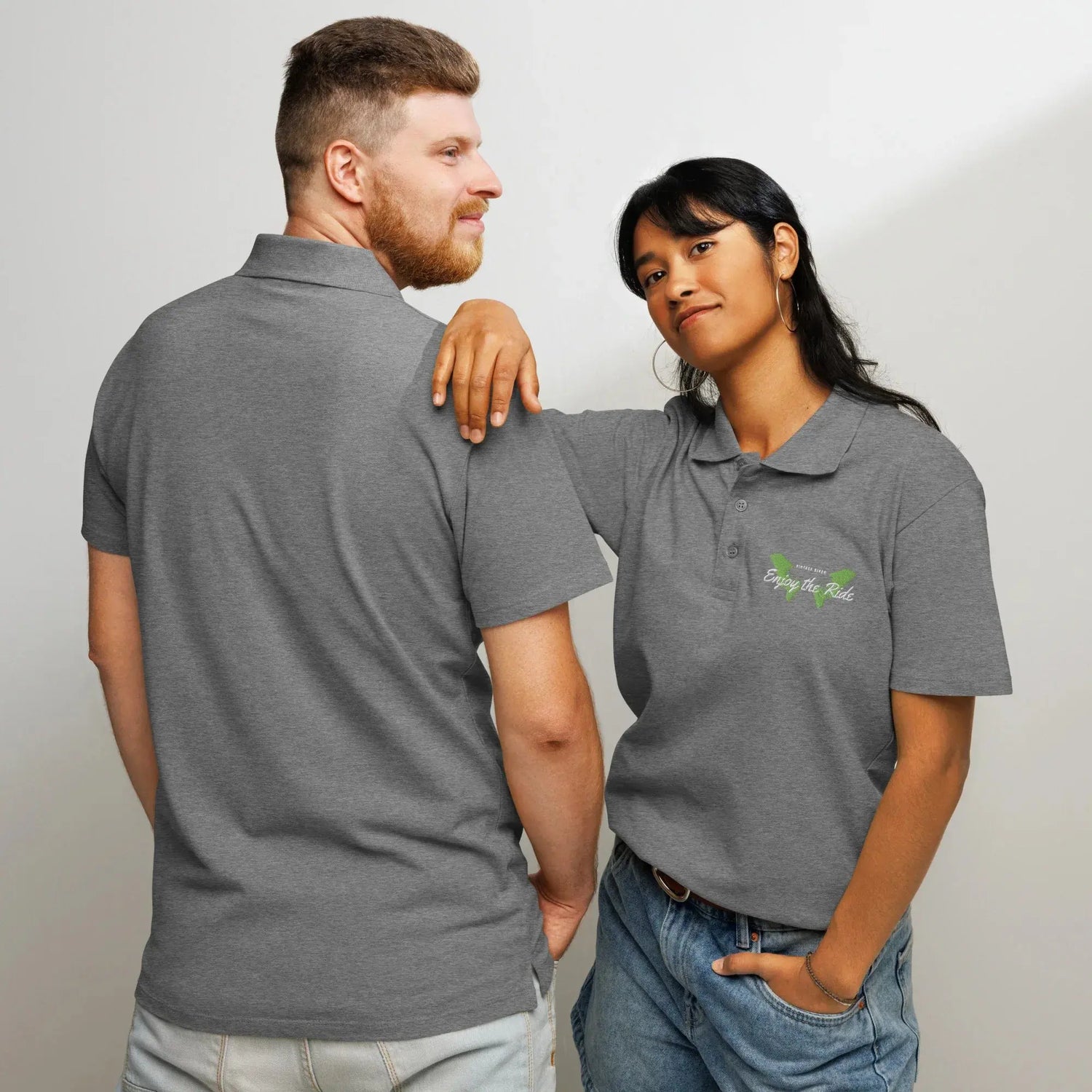 Unisex Poloshirt Knopfleiste Gerippter Kragen Freizeitkleidung Bestickt BUYATHOME24®