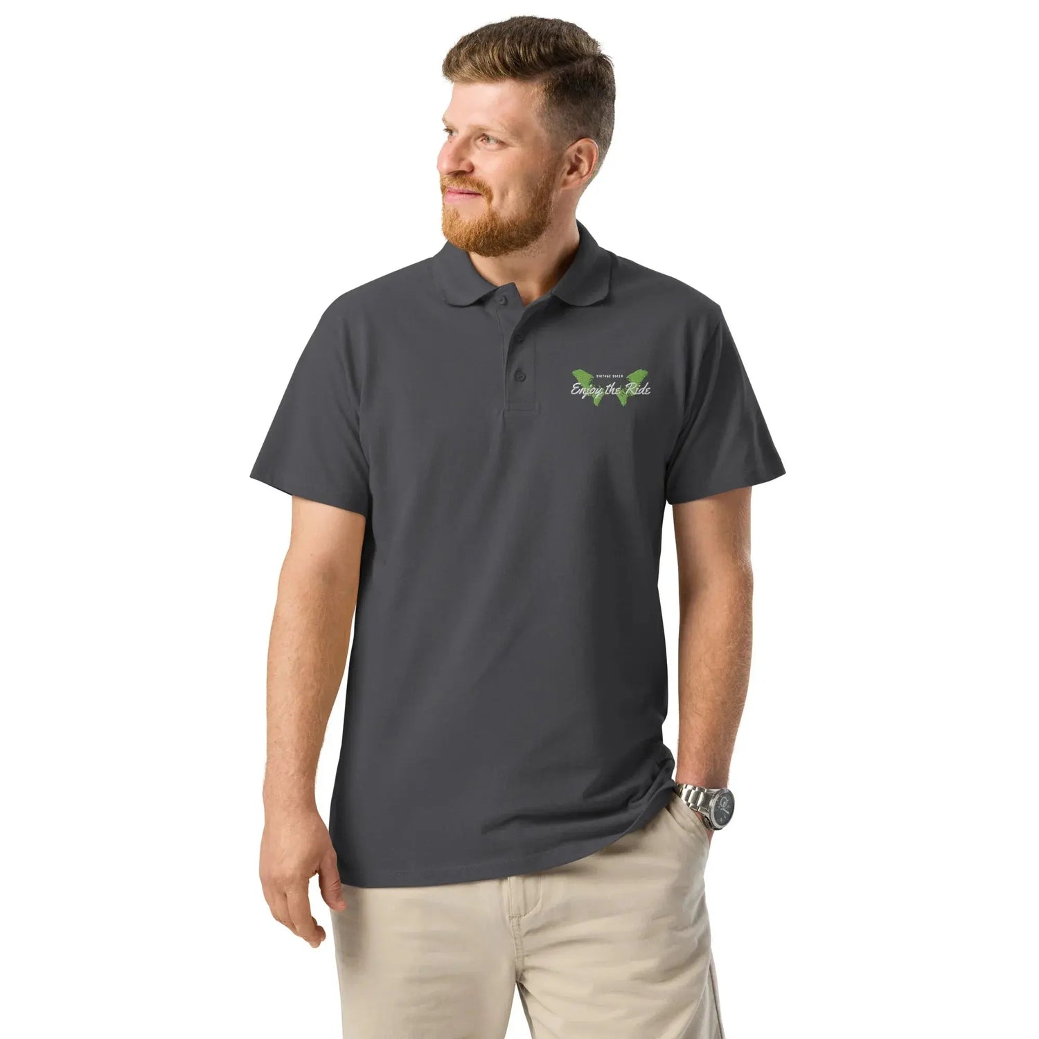 Unisex Poloshirt Knopfleiste Gerippter Kragen Freizeitkleidung Bestickt BUYATHOME24®