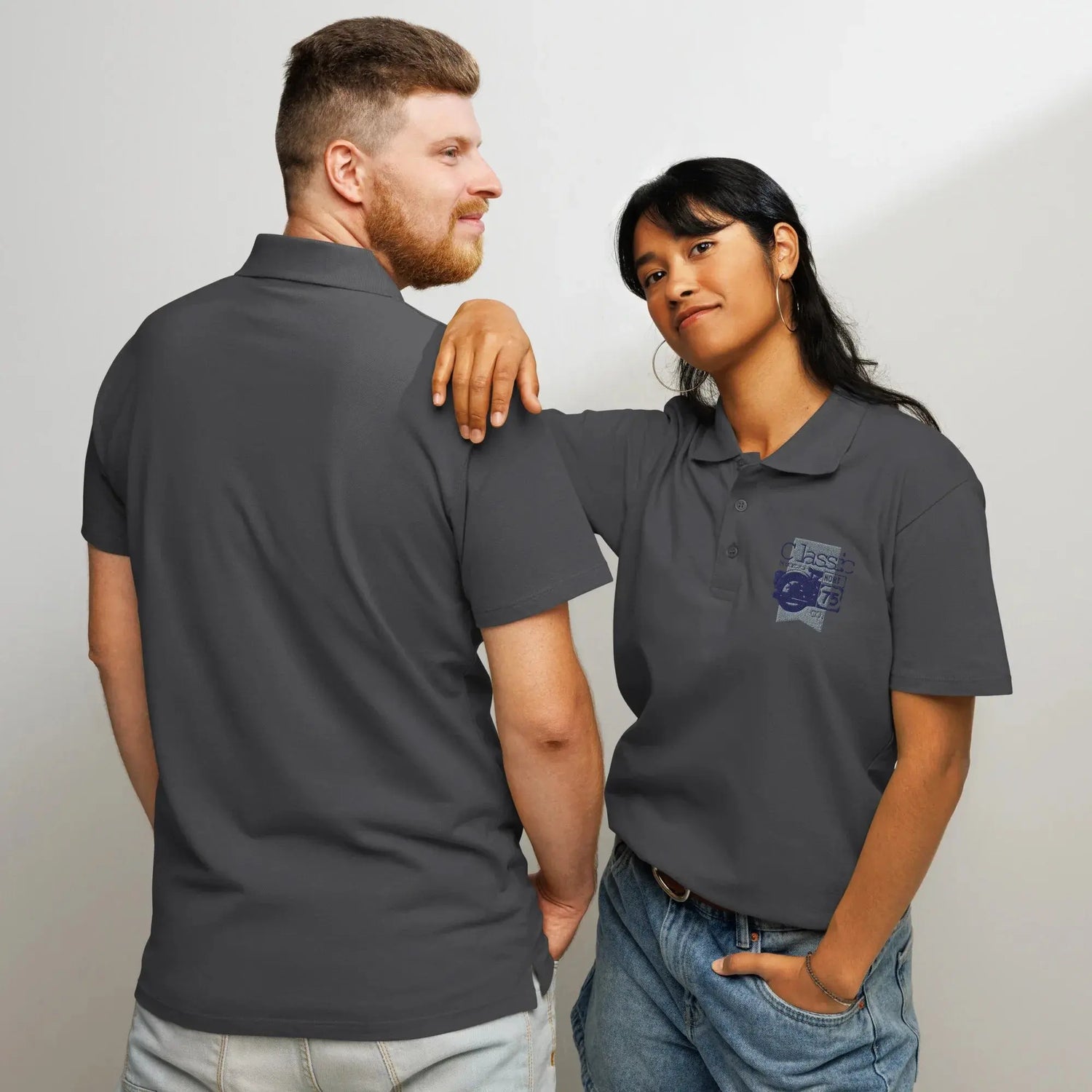 Polyester Poloshirt Klassische Freizeitkleidung Dickes Gewebe Bestickt BUYATHOME24®