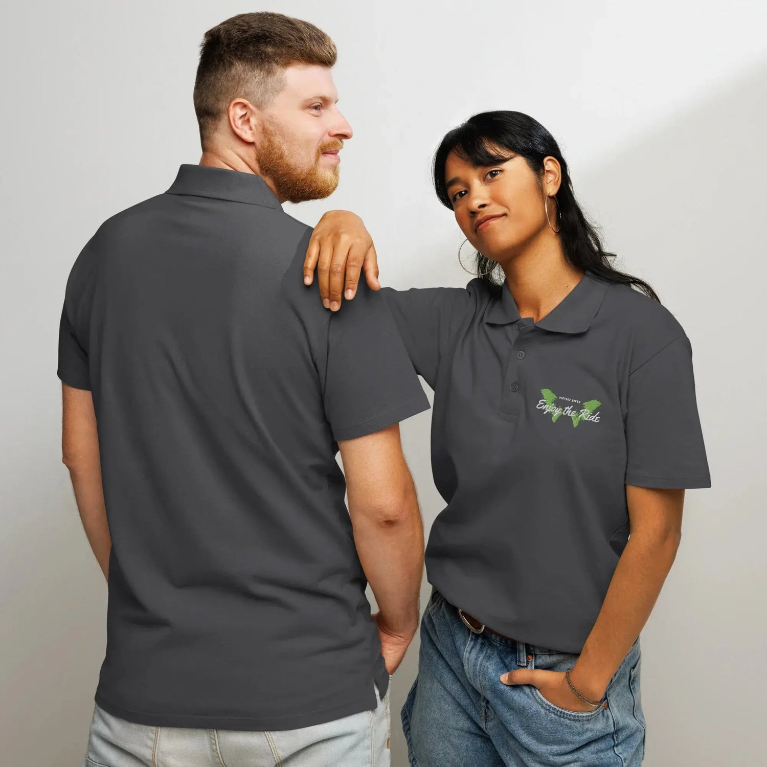 Unisex Poloshirt Knopfleiste Gerippter Kragen Freizeitkleidung Bestickt BUYATHOME24®