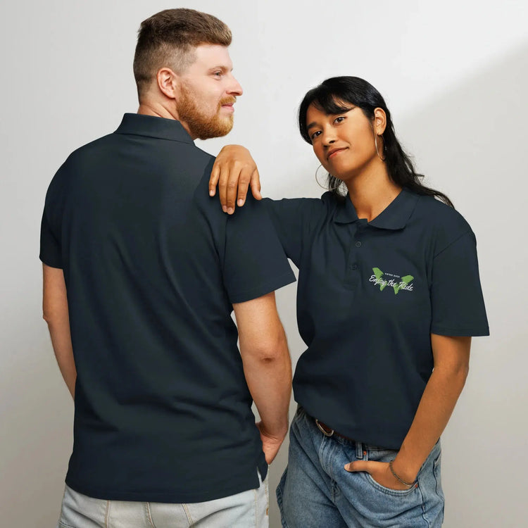 Unisex Poloshirt Knopfleiste Gerippter Kragen Freizeitkleidung Bestickt BUYATHOME24®