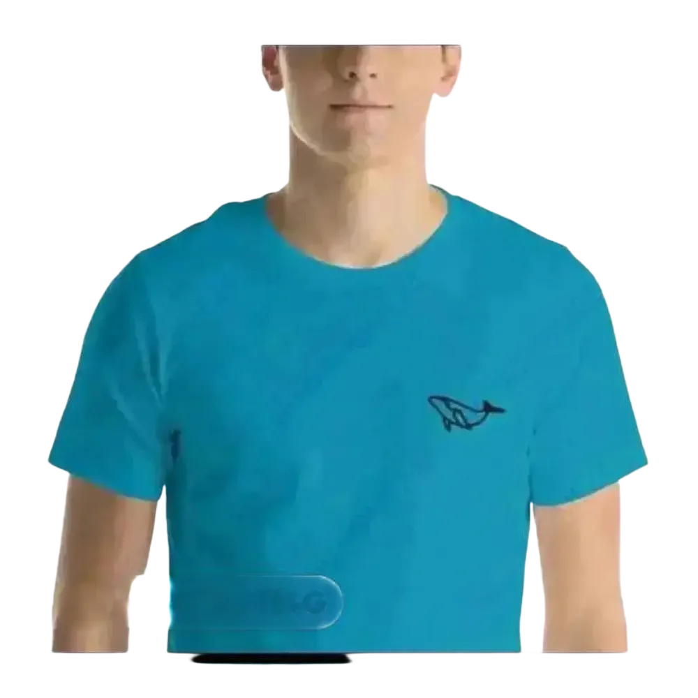 Besticktes Unisex T-Shirt aus 100% Baumwolle in Aqua, Herren, XS bis 5XL, bequemes Baumwollshirt für jeden Anlass