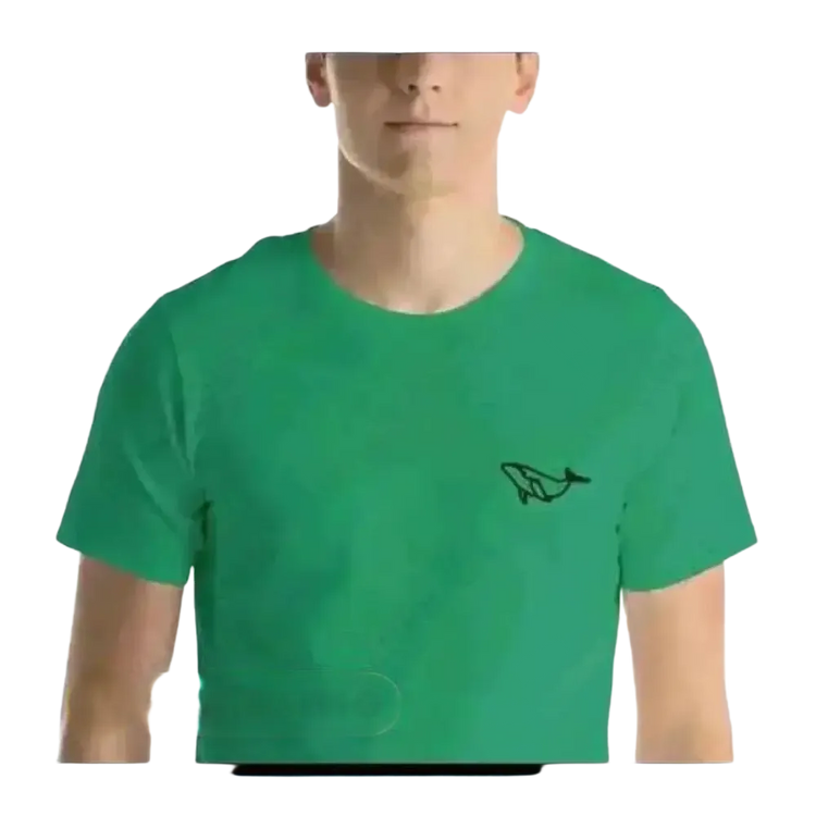 Unisex besticktes Baumwoll-T-Shirt von BUYATHOME24, in XS bis 5XL, Herrenmodell, zeigt den runden Halsausschnitt und Stickdetails.