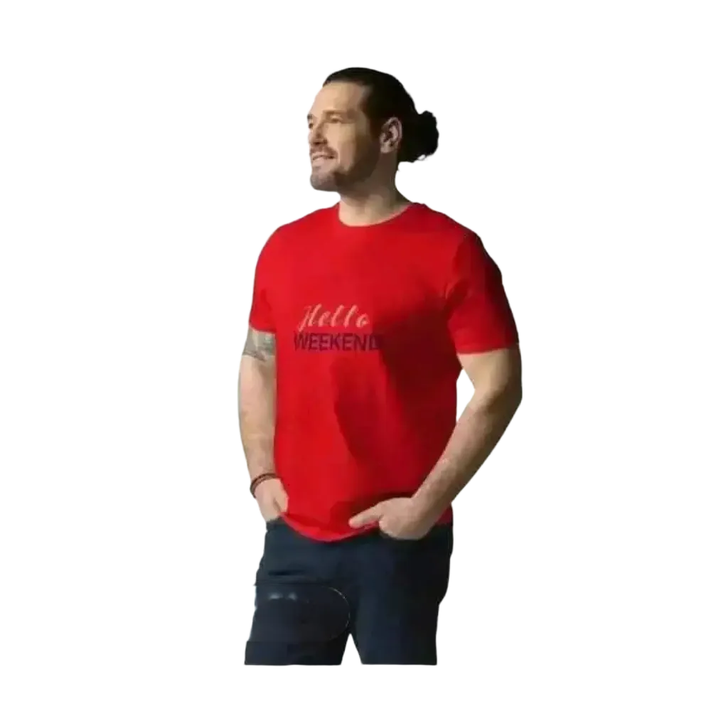Unisex Baumwoll-Rundhalsshirt mit rotem Grafik-Print, erhältlich in S bis 2XL, bequemes T-Shirt für jeden Anlass.
