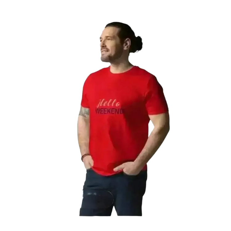 Unisex Baumwoll-Rundhalsshirt mit rotem Grafik-Print, erhältlich in S bis 2XL, bequemes T-Shirt für jeden Anlass.