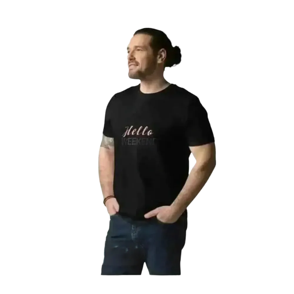 Unisex Baumwoll Rundhalsshirt mit Grafik-Print in Schwarz, für Herren, Größen S bis 2XL, bequemes T-Shirt von BUYATHOME24