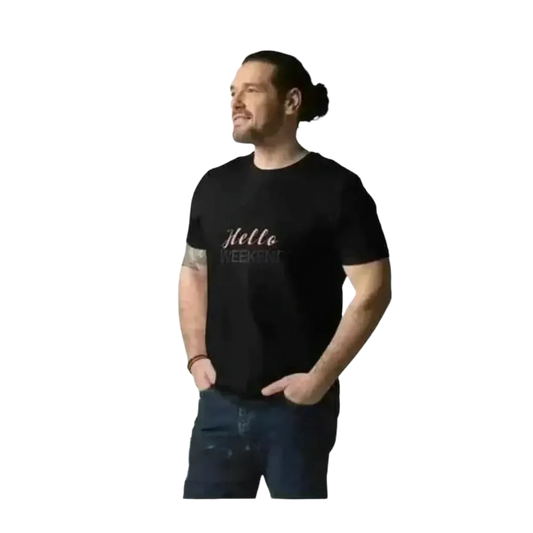 Unisex Baumwoll Rundhalsshirt mit Grafik-Print in Schwarz, für Herren, Größen S bis 2XL, bequemes T-Shirt von BUYATHOME24