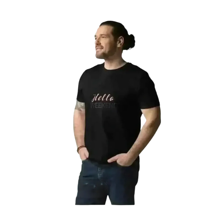 Unisex Baumwoll Rundhalsshirt mit Grafik-Print in Schwarz, für Herren, Größen S bis 2XL, bequemes T-Shirt von BUYATHOME24