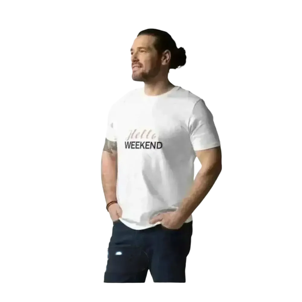 Unisex Baumwoll Rundhalsshirt mit Grafik-Print in Weiß, Größe S bis 2XL, bequemes T-Shirt für jeden Anlass von BUYATHOME24