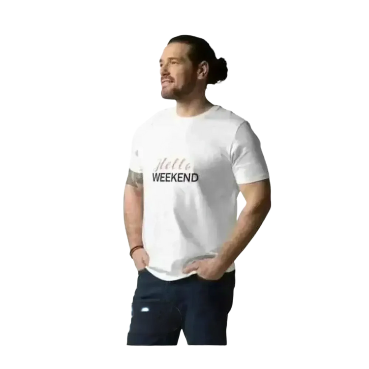 Unisex Baumwoll Rundhalsshirt mit Grafik-Print in Weiß, Größe S bis 2XL, bequemes T-Shirt für jeden Anlass von BUYATHOME24