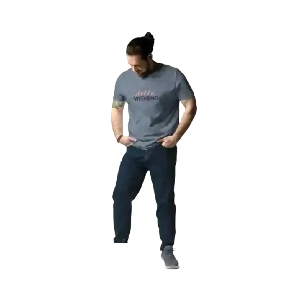 Graues unisex Baumwoll-T-Shirt mit Grafik, Kurzarm, in verschiedenen Größen, bequemes Rundhalsshirt von BUYATHOME24.
