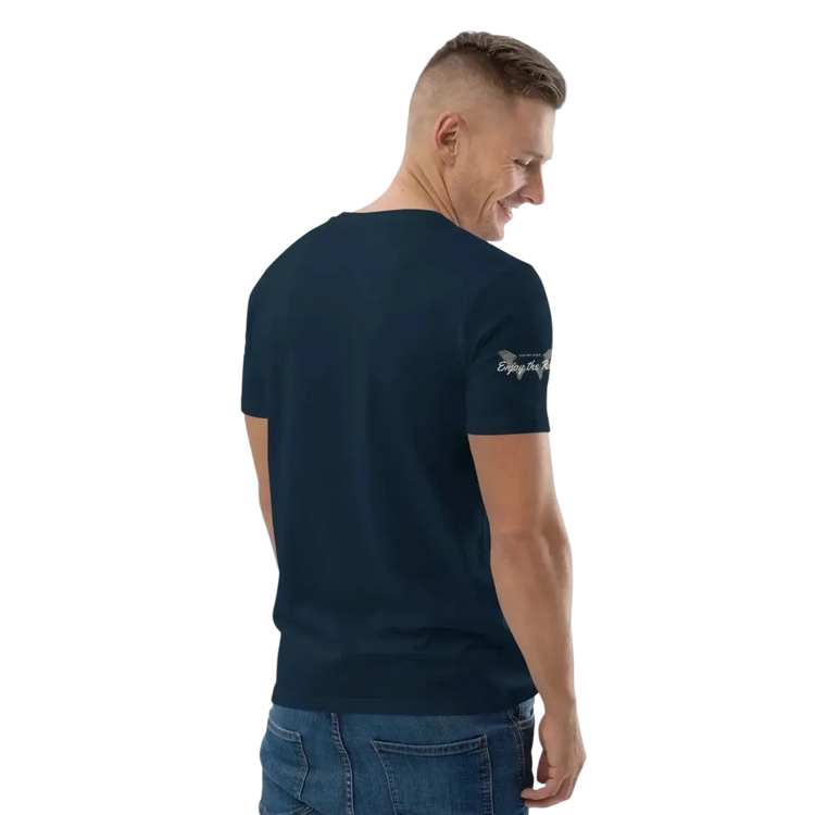 Uniisex Bio-Baumwoll-T-Shirt im Biker-Stil in French Navy, Rückenansicht, für Freizeit, Größen S-5XL