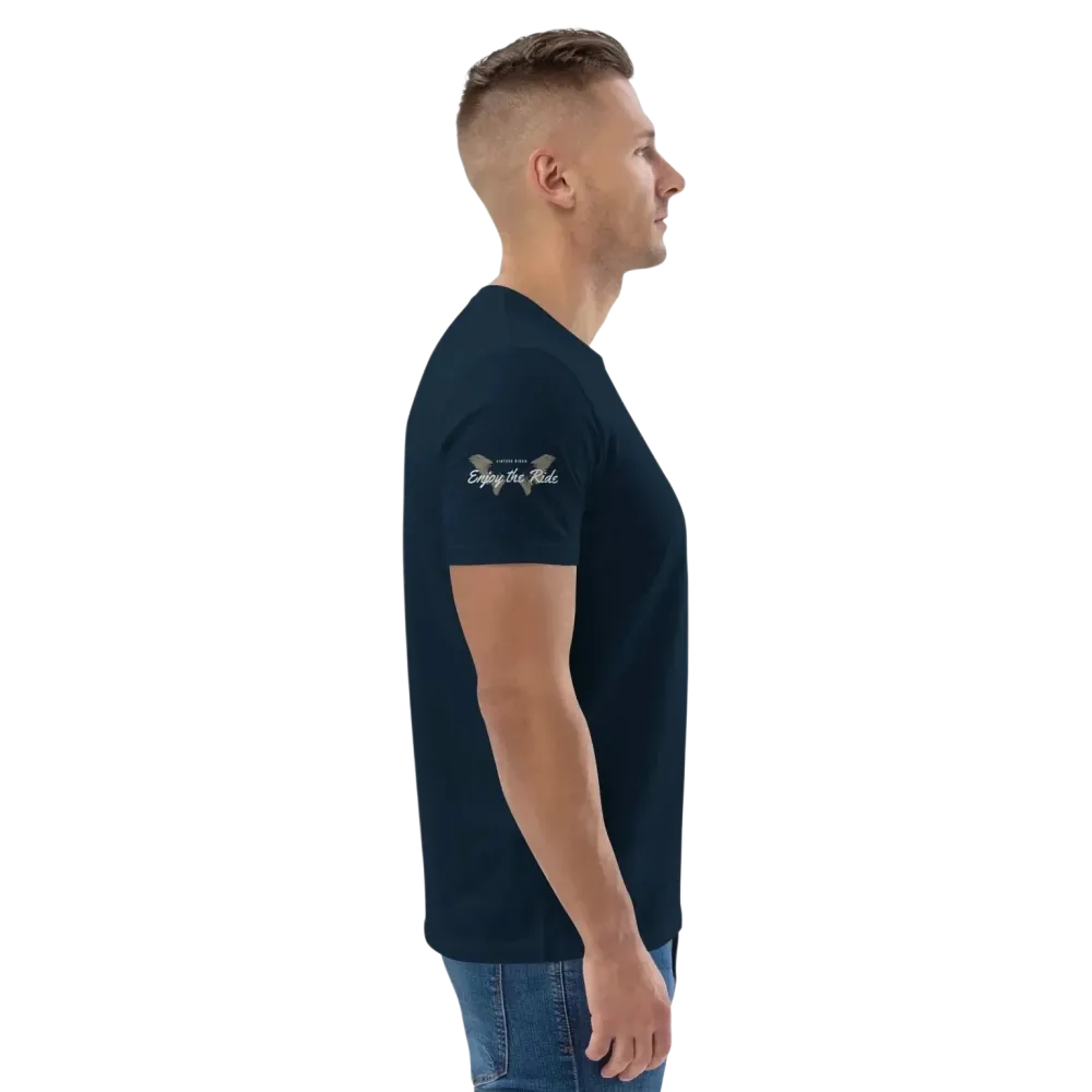 Unisex Bio-Baumwoll T-Shirt im Biker-Stil in French Navy, Freizeit-T-Shirt, verfügbar in Größen S-5XL von BUYATHOME24
