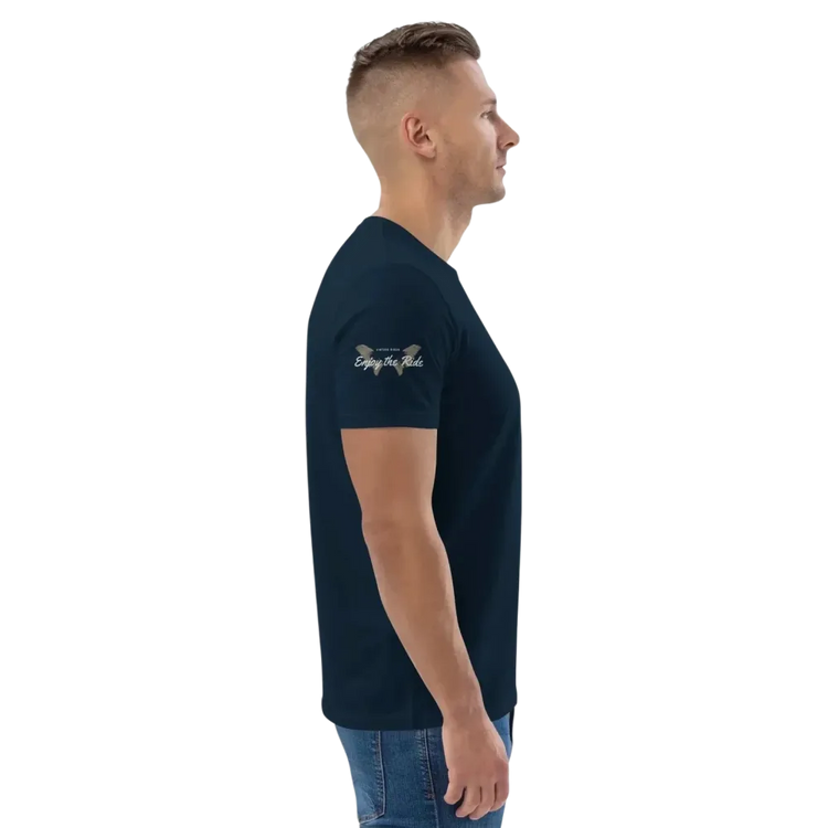 Unisex Bio-Baumwoll T-Shirt im Biker-Stil in French Navy, Freizeit-T-Shirt, verfügbar in Größen S-5XL von BUYATHOME24