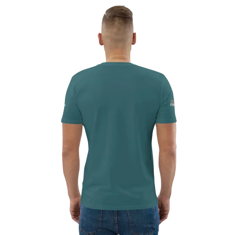 Unisex Bio-Baumwolle T-Shirt mit Sternenhimmel-Grafik im Biker-Stil, Rückenansicht, in S bis 5XL, von BUYATHOME24