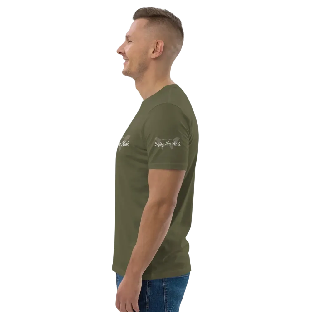 Unisex Bio-Baumwoll-T-Shirt im Biker-Stil in Khaki, Freizeit-T-Shirt in verschiedenen Größen, von BUYATHOME24