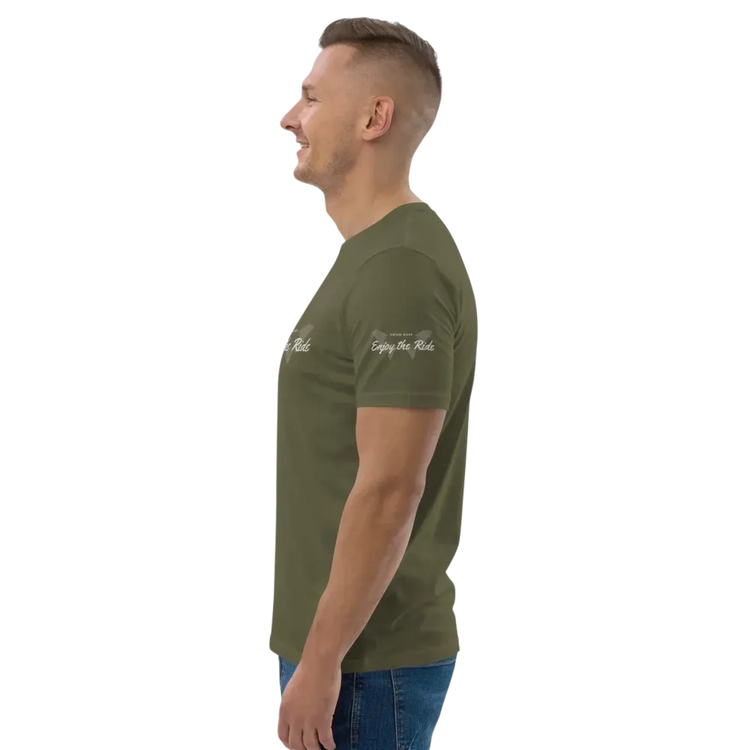 Unisex Bio-Baumwoll-T-Shirt im Biker-Stil in Khaki, Freizeit-T-Shirt in verschiedenen Größen, von BUYATHOME24