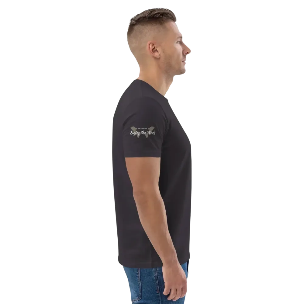 Unisex Bio-Baumwoll-T-Shirt im Biker-Stil in Anthrazit, Grafik-Design, bequemes Freizeit-T-Shirt, von BUYATHOME24