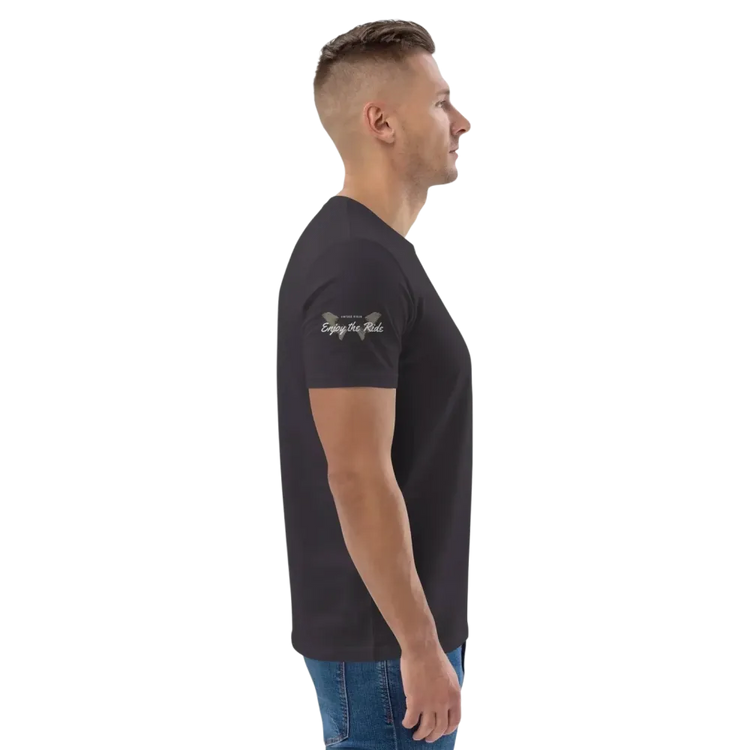 Unisex Bio-Baumwoll-T-Shirt im Biker-Stil in Anthrazit, Grafik-Design, bequemes Freizeit-T-Shirt, von BUYATHOME24